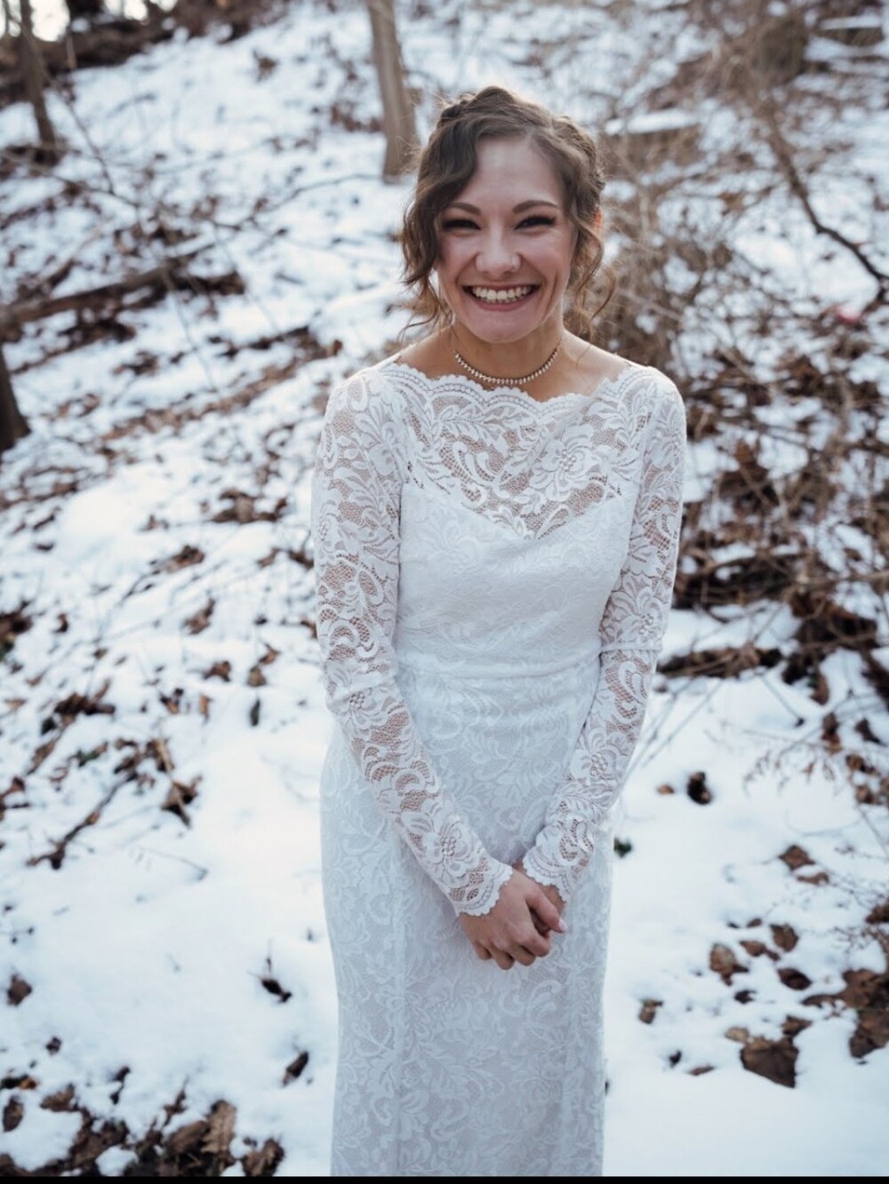 Lulu's White Long-Sleeve Lace Wedding Dress